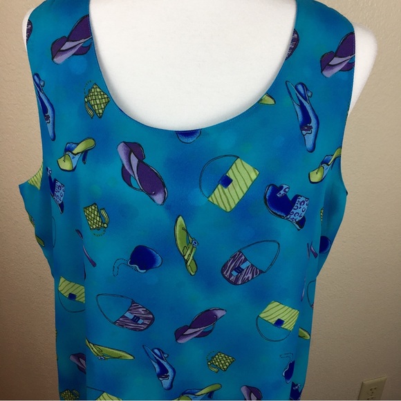 Cynthia Taylor Women's Turquoise Blue Sandal Purse Print Maxi Dress Size L - Picture 3 of 13